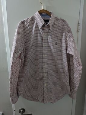 Polo by Ralph Lauren Men's  Button-Down Shirt - White, Blue & Red Medium